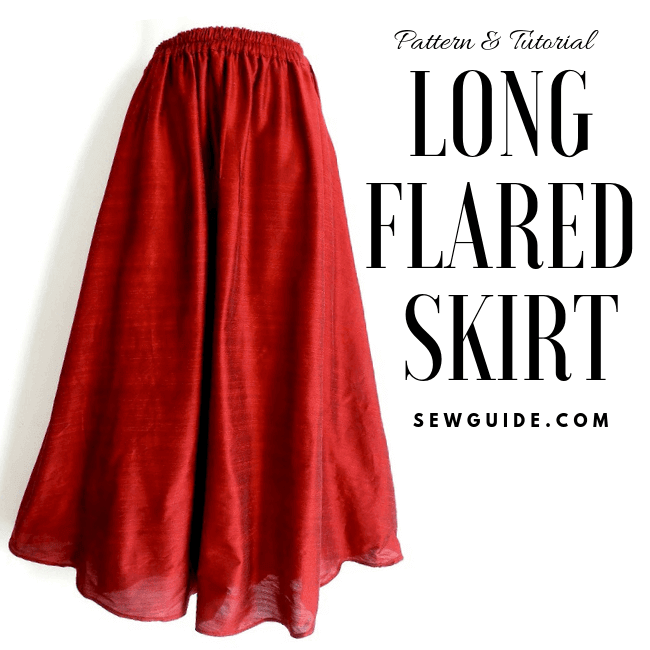 step by step instructions to sew a long skirt with flare
