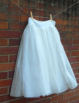 Ballerina skirt with knit fabric and sheer overlay