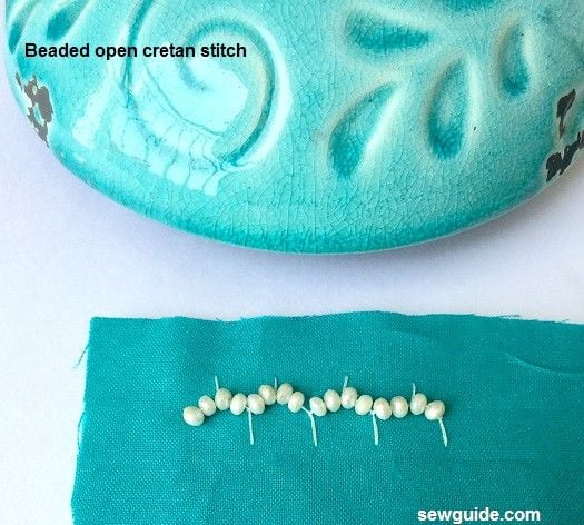cretan stitch is used to work the bead work embroidery stitches