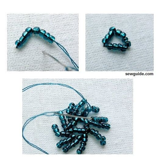 Make bead spokes in a circle in a curved manner