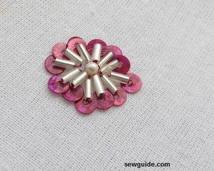 bead flower motif with bugle beads and sequins