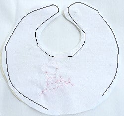 Sew the bib fabric along the outer edge leaving a little unstitched