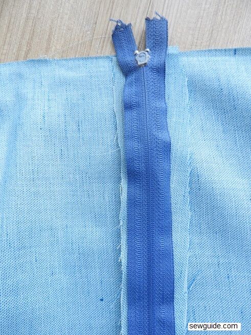 keep the zipper face down on the seam allowance over the seam