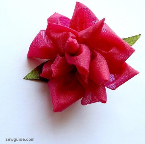 Gather the rose petals to form the ribbon rose