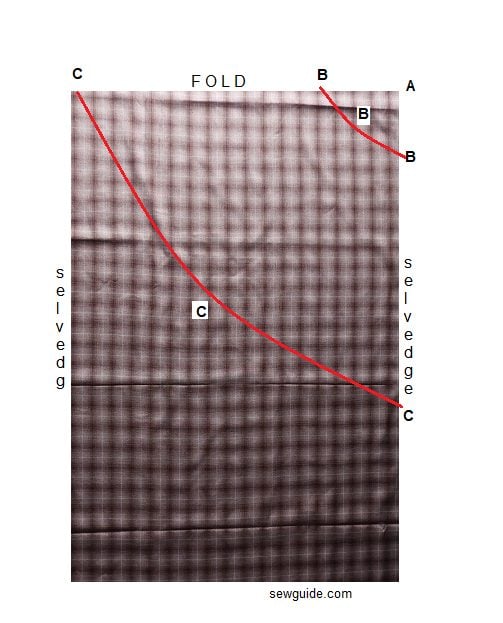 pattern for skirt - fold fabric and align selvedges 