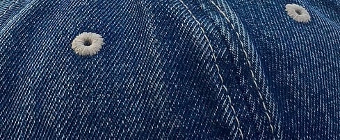 eyelet embroidery is done on denim fabric