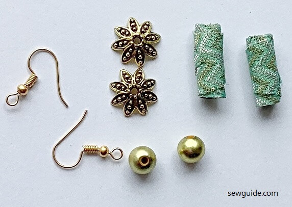 fabric bead, earring findings 