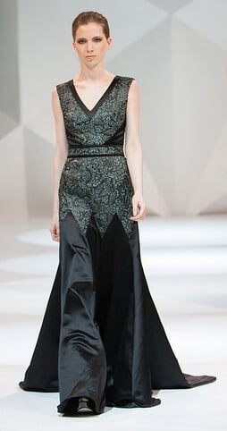 formal black tie occassion wear- girl wearing a long black gown