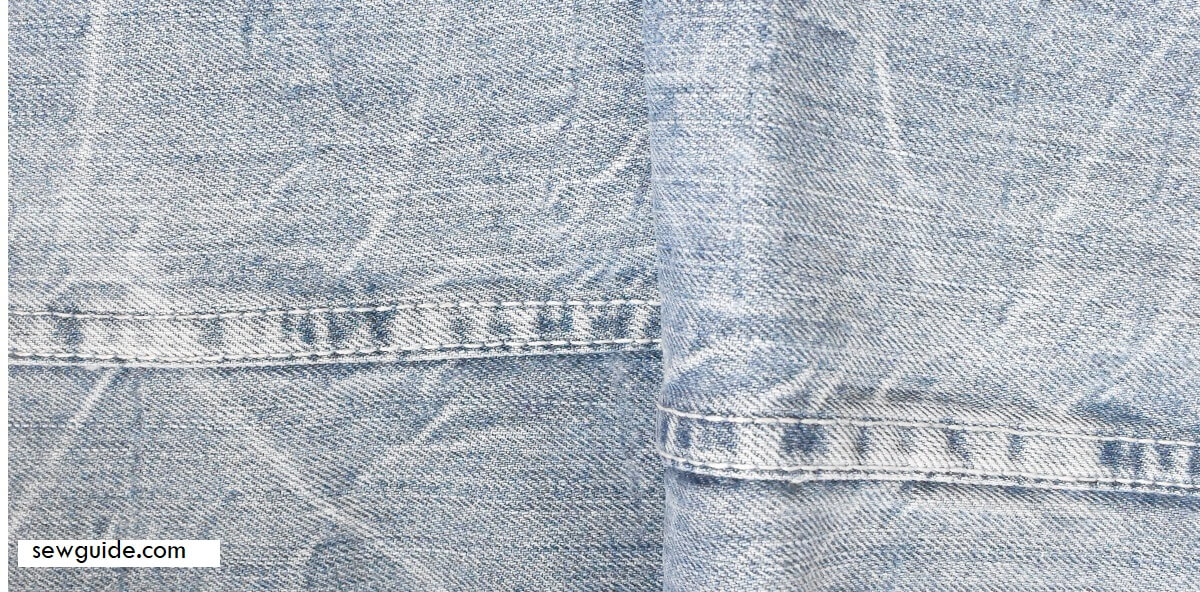 flat fell seams of inseam of legs of jeans