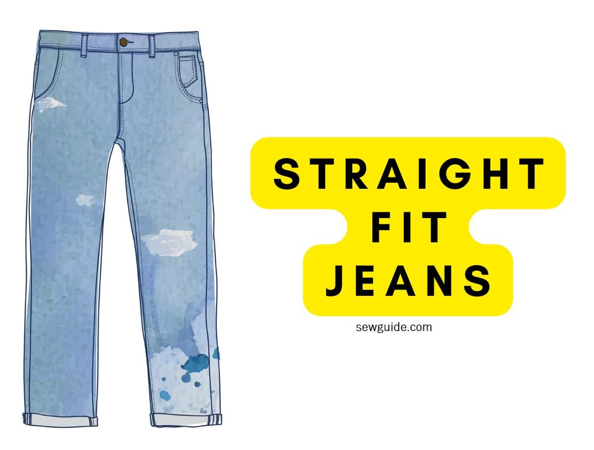 Straight fit jeans has a straight leg cut from hips to hem