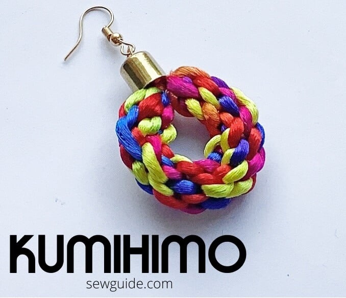 earring made with Kumihimo braiding