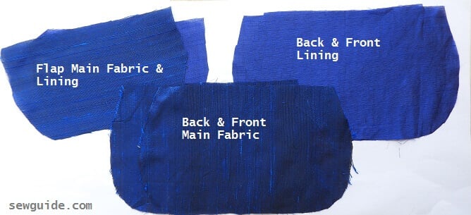 2 flaps, 2 outer fabric and 2 lining pieces 