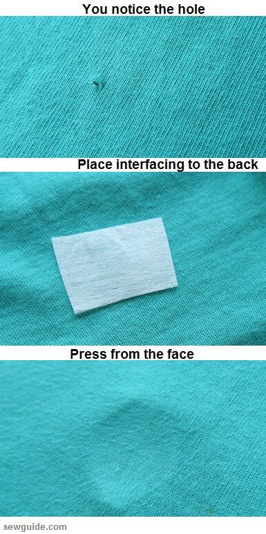 mend and repair fabric by placing the interfacing to the back and pressing in place