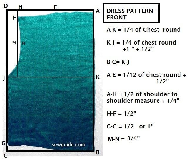 front pattern for the dress - fold pattern and mark it