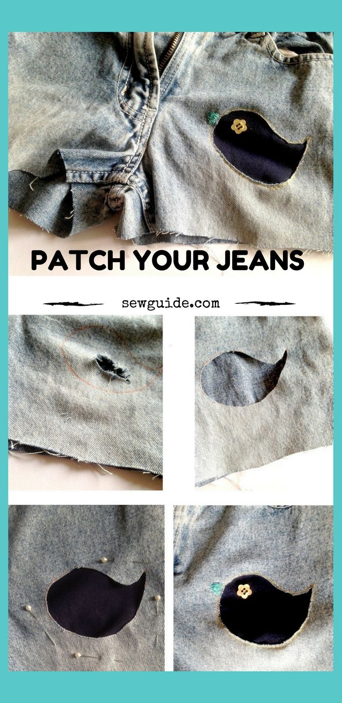 reverse patches covering holes on jeans