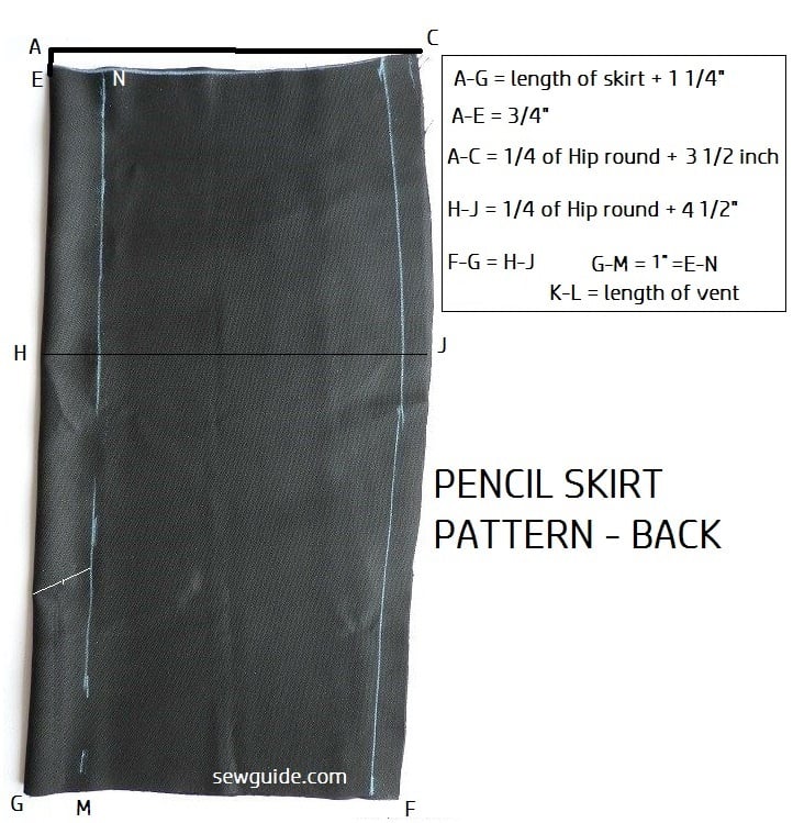 back pattern for the pencil skirt