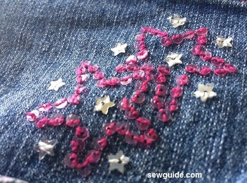 how to embellish jeans with sequins