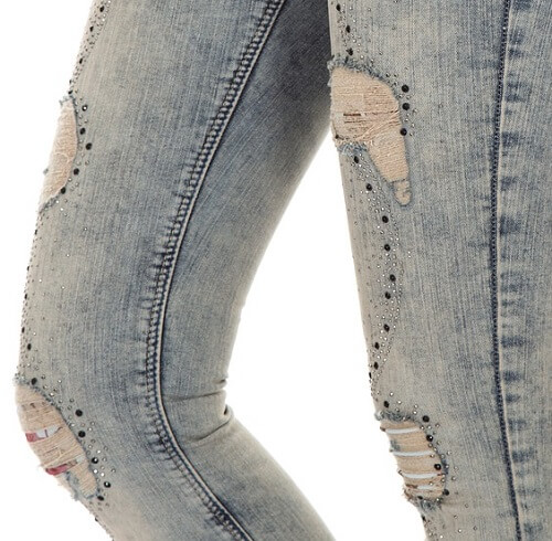 add rhinestones on top of jeans in patterns
