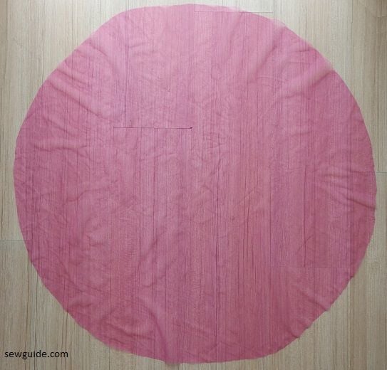 circle shaped tulle fabric cut to make a wedding veil