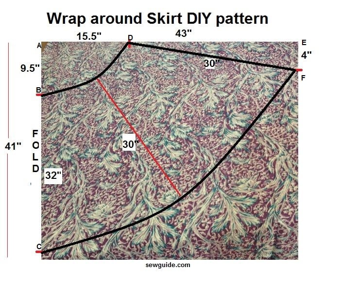 mark the dimensions on fabric - wrap-skirt-pattern