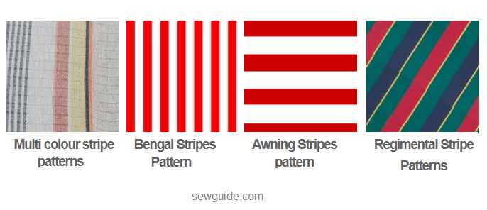 striped fabric -multi colored patterns, bengal stripes, awning stripes, regimental stripes