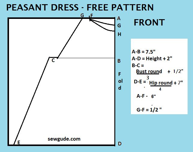 mark the pattern for the peasant dress on folded fabric