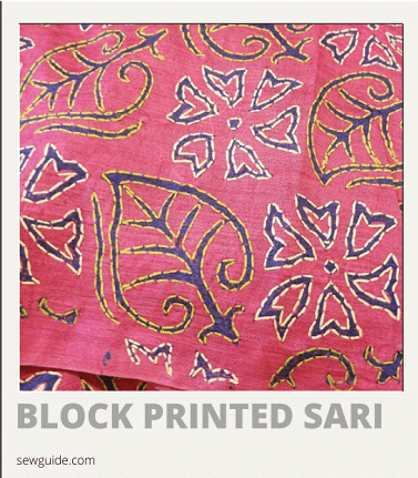block printed sari types