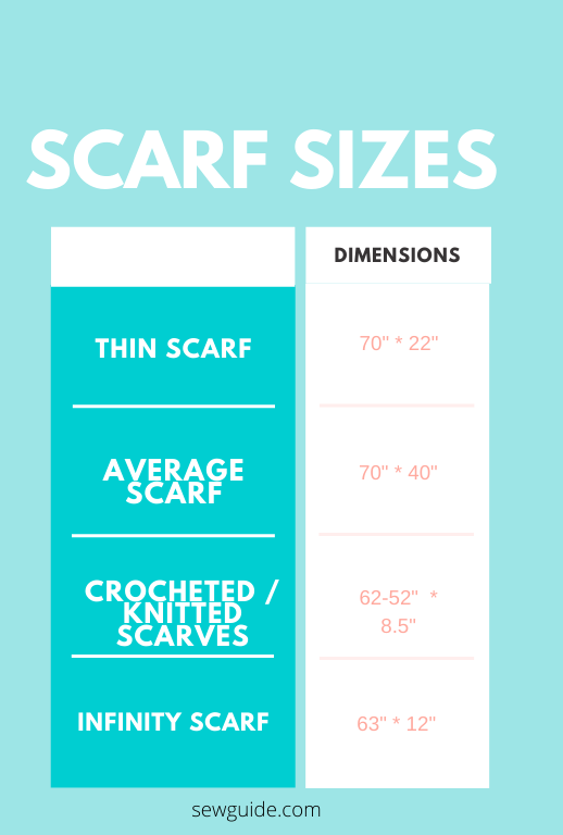 scarf length and width chart